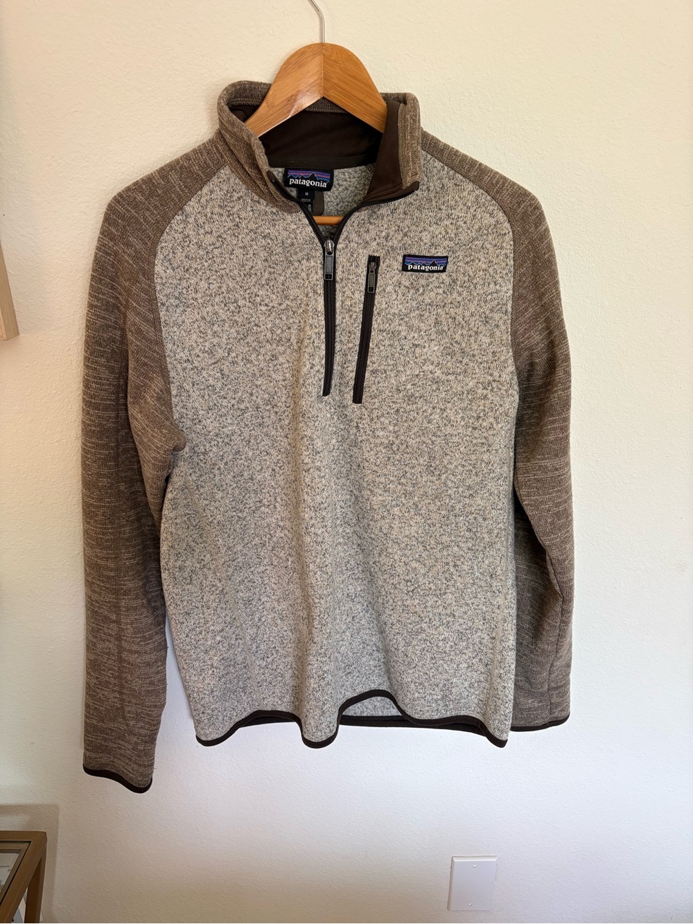 Patagonia Men's Zip-Up Sweater in Heather Gray and Brown